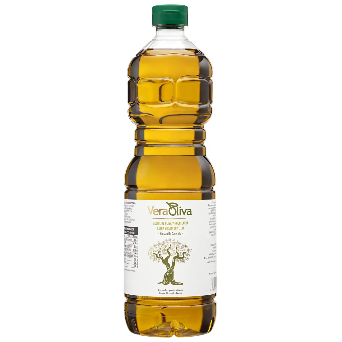 Aceite de oliva virgen extra en garrafa de 1L de manzanilla cacereña producto artesanal de veraoliva