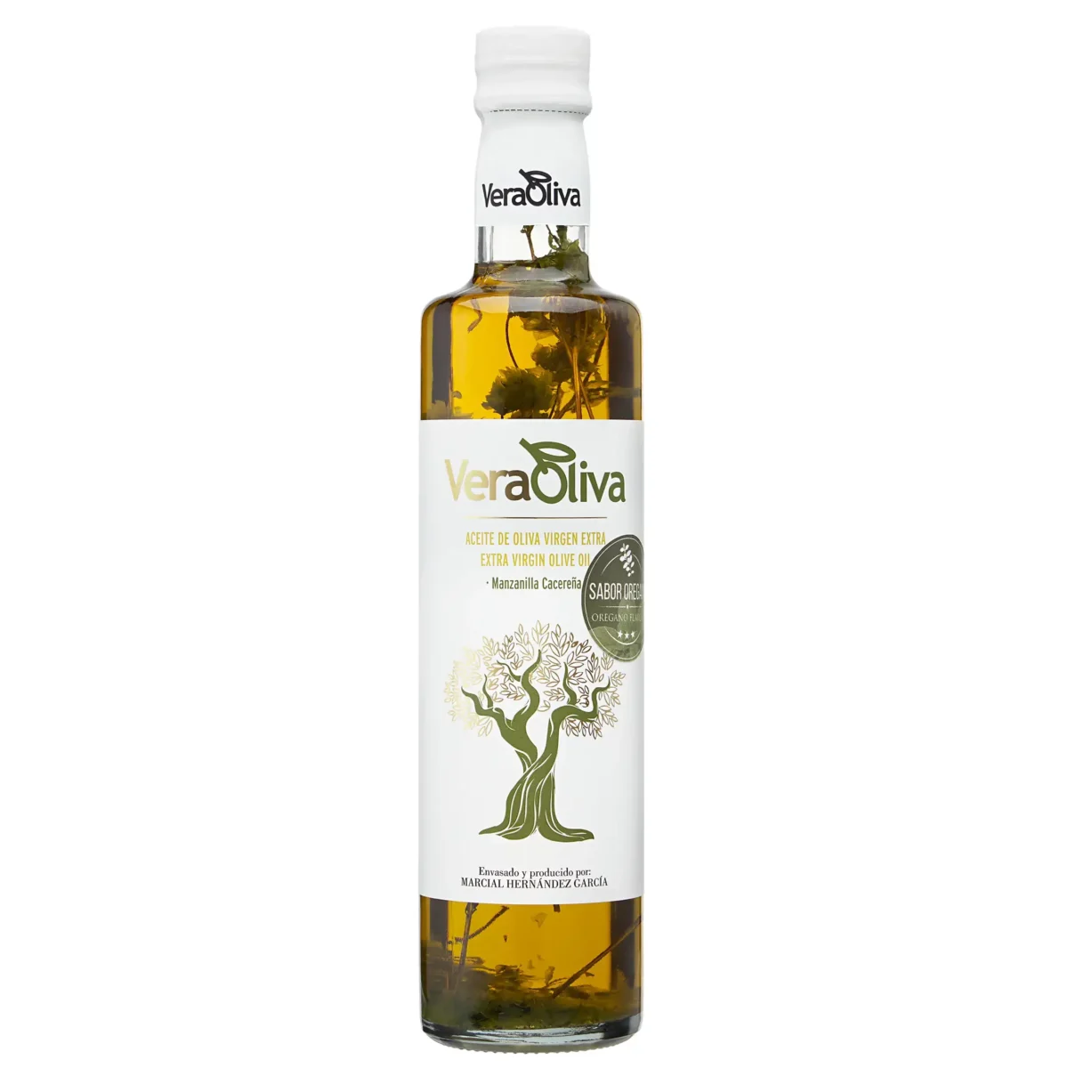Aceite de oliva virgen extra sabor orégano botella de 500ml manzanilla cacereña VeraOliva