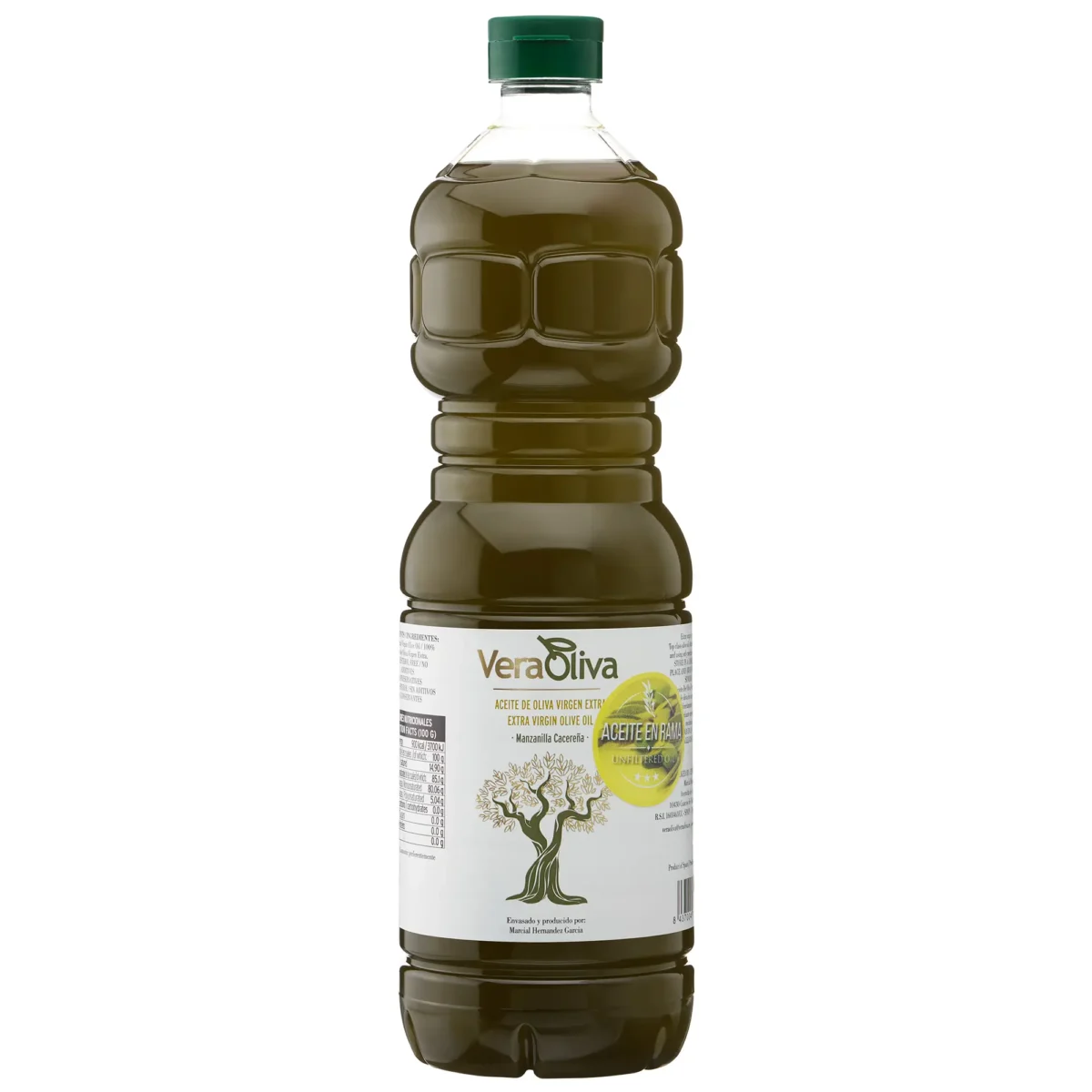 Aceite de oliva virgen extra con manzanilla cacereña sin filtrar en botella plástica de 1L