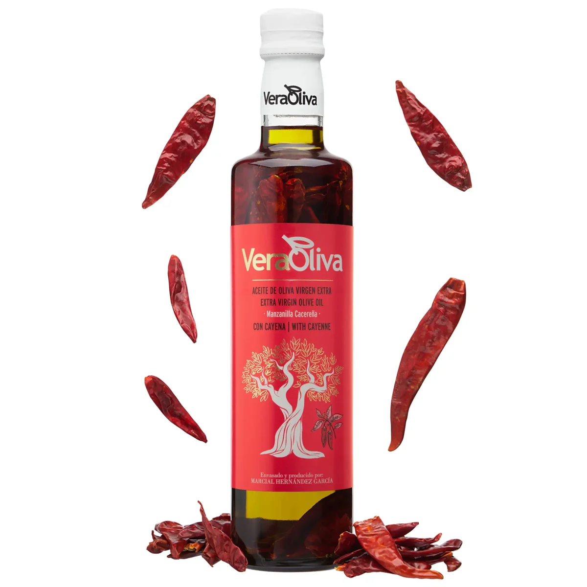Aceite de Oliva Virgen Extra con Cayena - Botella Cristal 500ml